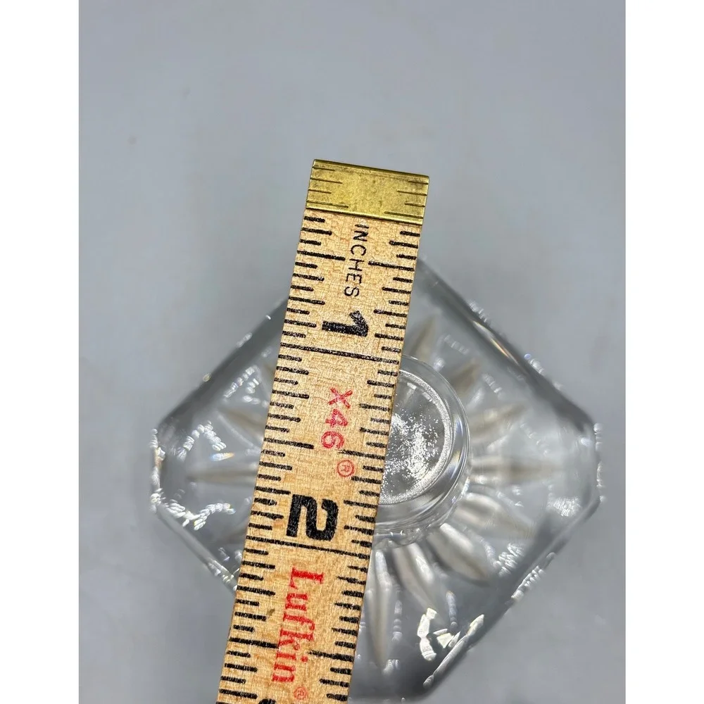 Vtg Clear‎ Glass Decanter Stopper Square Starburst Design Heavy 2.5
